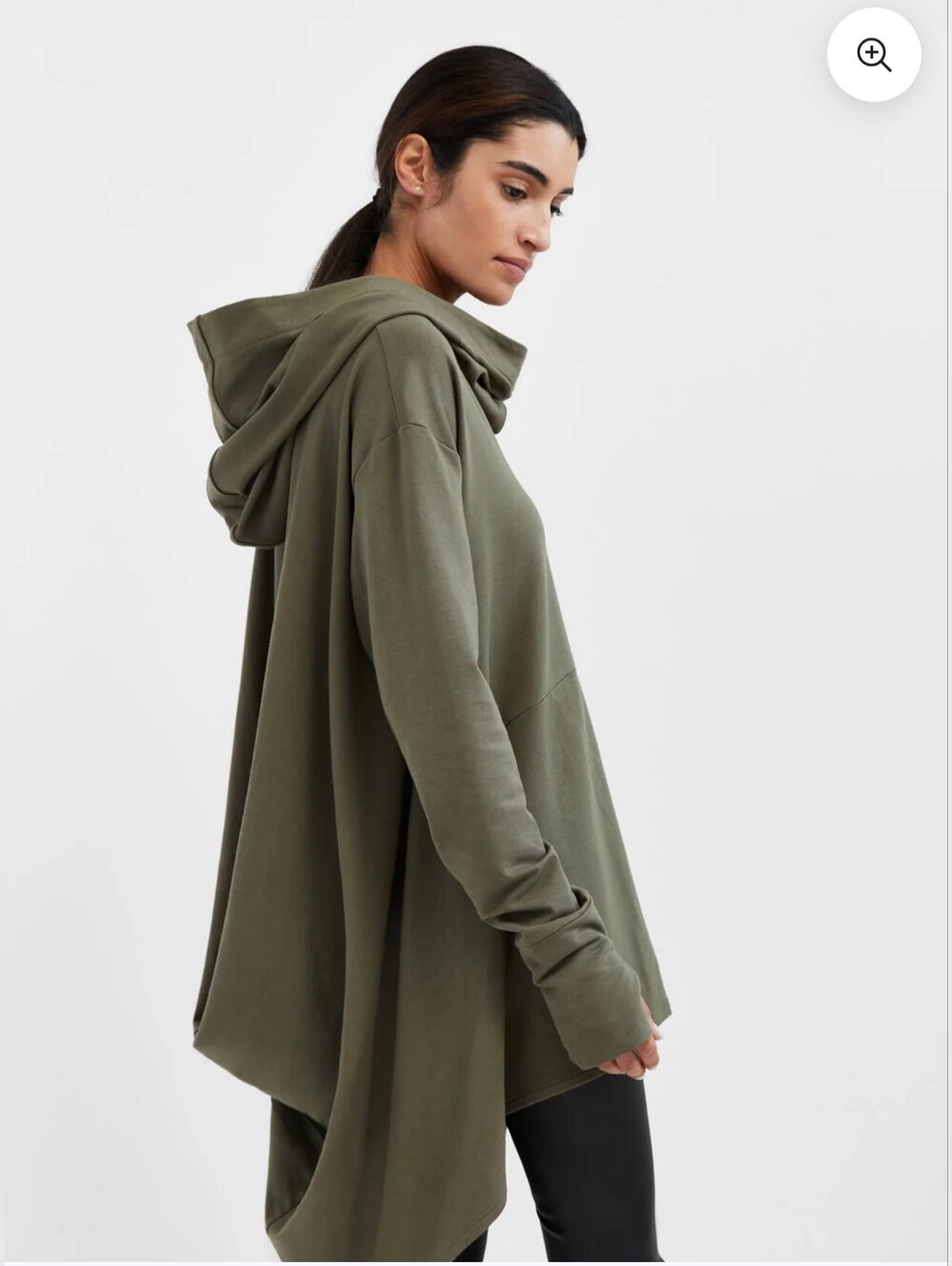 Marcella NYC Firenze Veil Hoodie Tunic Olive L Oversized Lagenlook